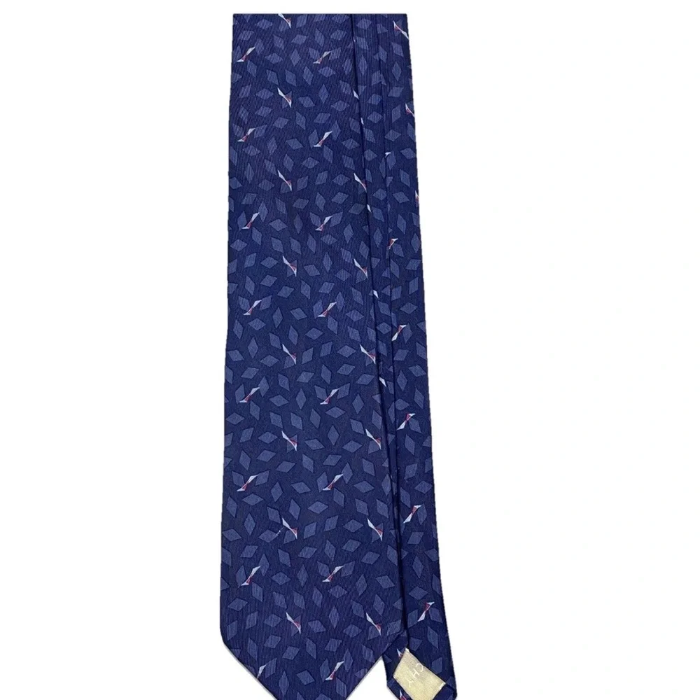 Vintage Gievenchy‎ Monsieur Neck Tie Silk Geometric Print Blue Italy